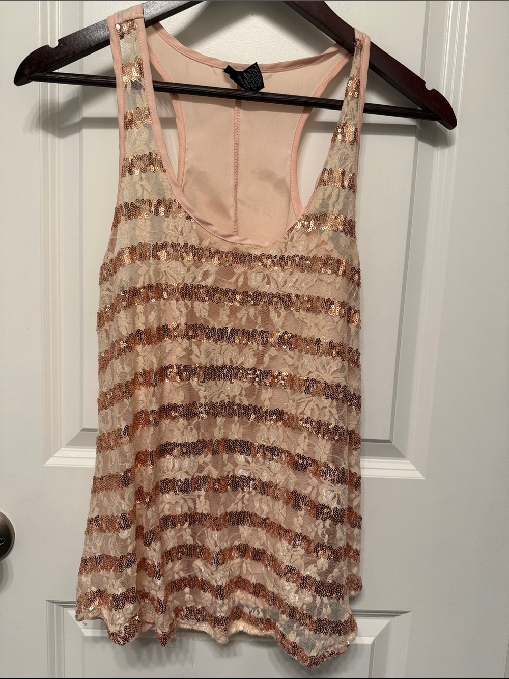 Rue21 Rose Gold Sequin Striped Tank